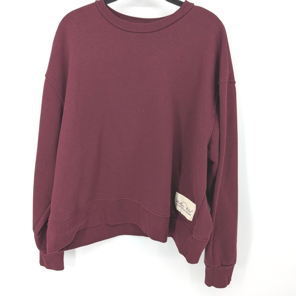 WeWoreWhat Sweatshirt Women Medium Burgundy Wellness Club‎ Relaxed Pullover